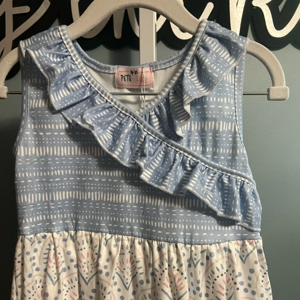 Pete & Lucy Blue Pink & White Ruffle Sundress NWT 12-18 months